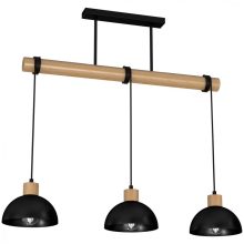 Pendant lamp ERIK Black/Wood 3xE27