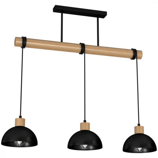 Pendant lamp ERIK Black/Wood 3xE27