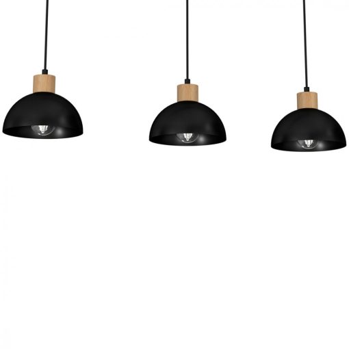 Pendant lamp ERIK Black/Wood 3xE27