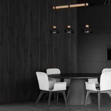 Pendant lamp ERIK Black/Wood 3xE27