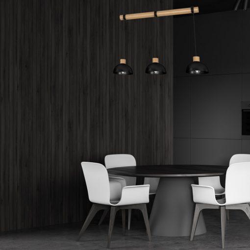 Pendant lamp ERIK Black/Wood 3xE27