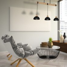 Pendant lamp ERIK Black/Wood 3xE27
