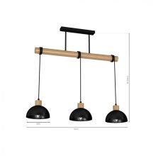Pendant lamp ERIK Black/Wood 3xE27