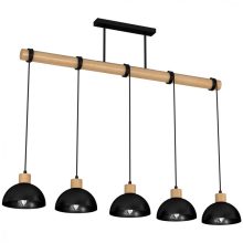 Pendant lamp ERIK Black/Wood 5xE27