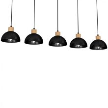 Pendant lamp ERIK Black/Wood 5xE27