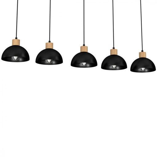 Pendant lamp ERIK Black/Wood 5xE27