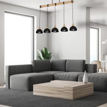 Pendant lamp ERIK Black/Wood 5xE27
