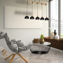 Pendant lamp ERIK Black/Wood 5xE27