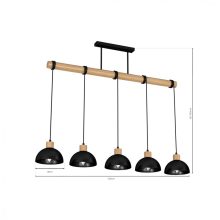 Pendant lamp ERIK Black/Wood 5xE27