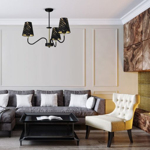 Pendant lamp HERMES Black/Gold 3xE27