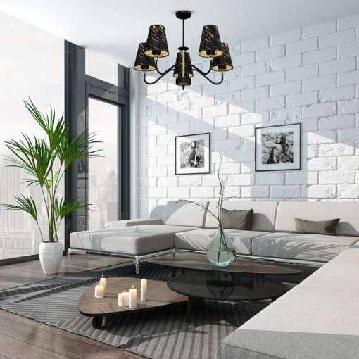 Pendant lamp HERMES Black/Gold 5xE27