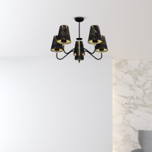 Pendant lamp HERMES Black/Gold 5xE27