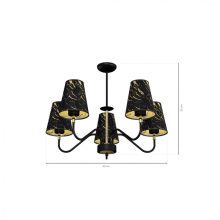 Pendant lamp HERMES Black/Gold 5xE27