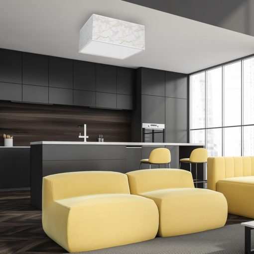 Ceiling  lamp SENSO White/Gold kwadrat 3xE27