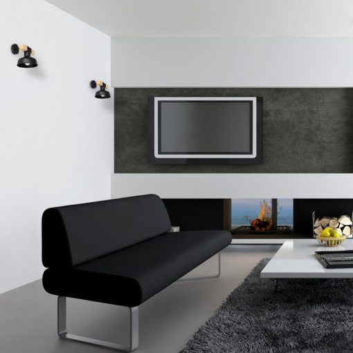 Wall lamp FARO BLACK/NATURAL WOOD 1xE27 60W
