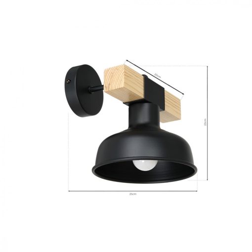 Wall lamp FARO BLACK/NATURAL WOOD 1xE27 60W