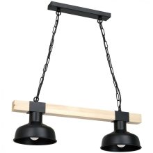 Pendant lamp FARO BLACK/NATURAL WOOD 2xE27 60W