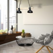 Pendant lamp FARO BLACK/NATURAL WOOD 2xE27 60W
