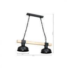 Pendant lamp FARO BLACK/NATURAL WOOD 2xE27 60W