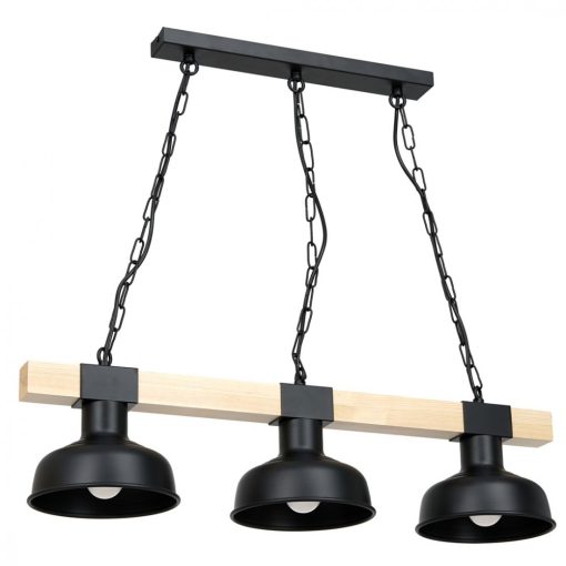 Pendant lamp FARO BLACK/NATURAL WOOD 3xE27 60W
