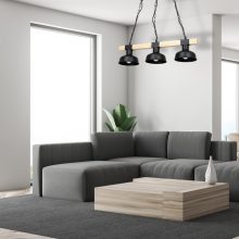 Pendant lamp FARO BLACK/NATURAL WOOD 3xE27 60W