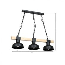 Pendant lamp FARO BLACK/NATURAL WOOD 3xE27 60W