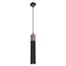 Pendant lamp SOLO SAWN BLACK / PATINATED WOOD 1x mini GU10