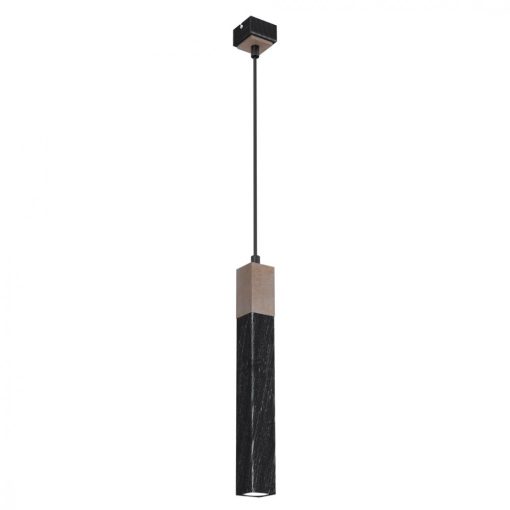 Pendant lamp SOLO SAWN BLACK / PATINATED WOOD 1x mini GU10