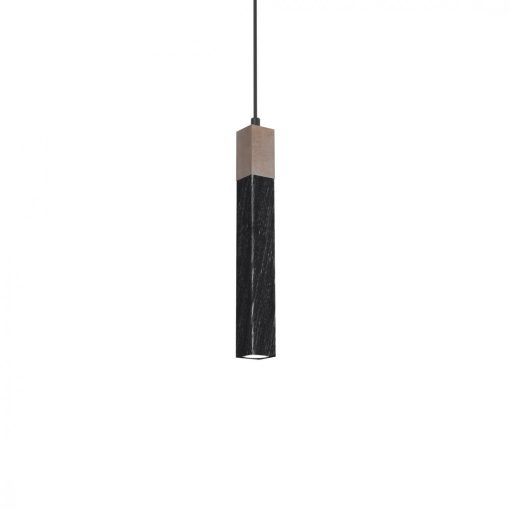 Pendant lamp SOLO SAWN BLACK / PATINATED WOOD 1x mini GU10