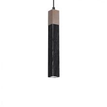 Pendant lamp SOLO SAWN BLACK / PATINATED WOOD 1x mini GU10