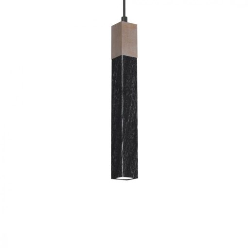 Pendant lamp SOLO SAWN BLACK / PATINATED WOOD 1x mini GU10