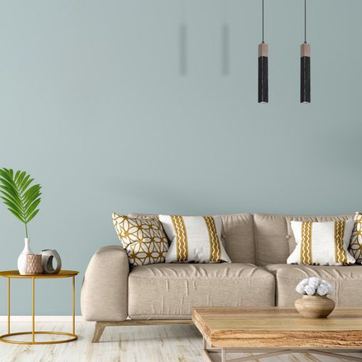 Pendant lamp SOLO SAWN BLACK / PATINATED WOOD 1x mini GU10