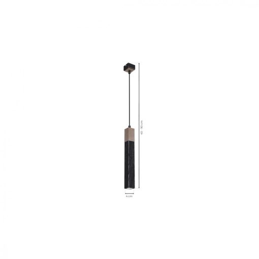 Pendant lamp SOLO SAWN BLACK / PATINATED WOOD 1x mini GU10