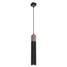 Pendant lamp SOLO SAWN BLACK / PATINATED WOOD 1x mini GU10