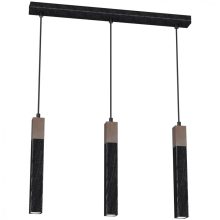 Pendant lamp SOLO SAWN BLACK / PATINATED WOOD 3x mini GU10
