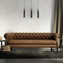 Pendant lamp SOLO SAWN BLACK / PATINATED WOOD 3x mini GU10