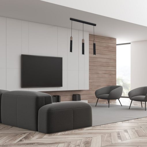 Pendant lamp SOLO SAWN BLACK / PATINATED WOOD 3x mini GU10