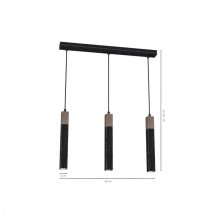 Pendant lamp SOLO SAWN BLACK / PATINATED WOOD 3x mini GU10
