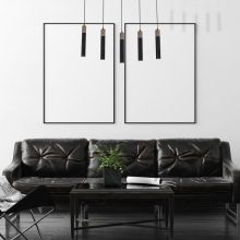Pendant lamp SOLO SAWN BLACK / PATINATED WOOD 5x mini GU10