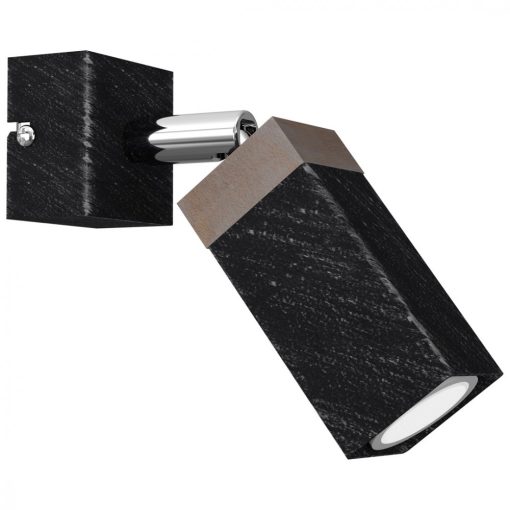 Wall lamp SOLO SAWN BLACK / PATINATED WOOD 1x mini GU10