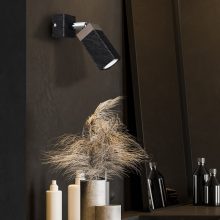 Wall lamp SOLO SAWN BLACK / PATINATED WOOD 1x mini GU10
