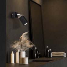 Wall lamp SOLO SAWN BLACK / PATINATED WOOD 1x mini GU10