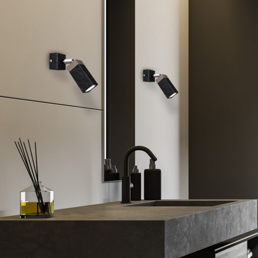 Wall lamp SOLO SAWN BLACK / PATINATED WOOD 1x mini GU10