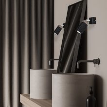 Wall lamp SOLO SAWN BLACK / PATINATED WOOD 1x mini GU10