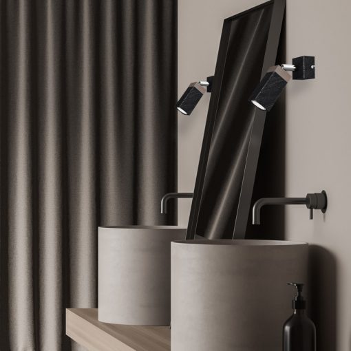 Wall lamp SOLO SAWN BLACK / PATINATED WOOD 1x mini GU10