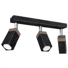 Ceiling  lamp SOLO SAWN BLACK / PATINATED WOOD 3x mini GU10