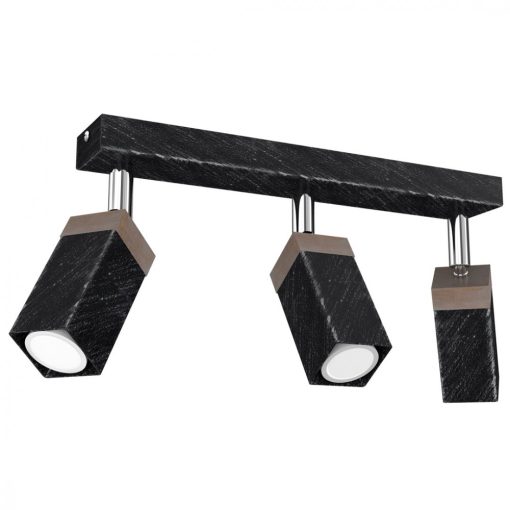 Ceiling  lamp SOLO SAWN BLACK / PATINATED WOOD 3x mini GU10