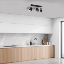 Ceiling  lamp SOLO SAWN BLACK / PATINATED WOOD 3x mini GU10