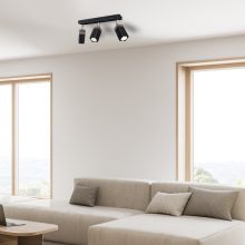Ceiling  lamp SOLO SAWN BLACK / PATINATED WOOD 3x mini GU10