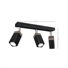Ceiling  lamp SOLO SAWN BLACK / PATINATED WOOD 3x mini GU10